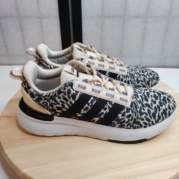 Adidas Racer TR21 Running Sneakers Animal Print White & Black US Men 7/ Women 8 - Picture 2 of 14